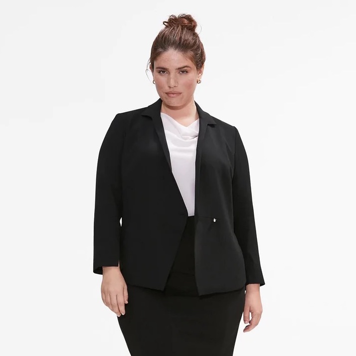 Mm Lafleur Wells Jacket Blazer Black Single Button Career Jacket Plus 1x $265 +1